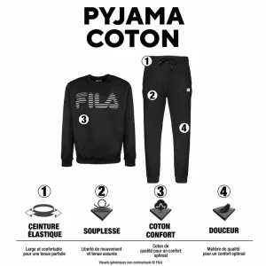 site pas cher Meilleure affaire 👏 FILA Ensemble Pyjama Femme En Coton Intérieur Molletoné FPW4100 🌟 7