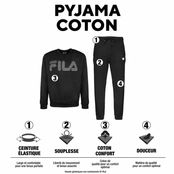 site pas cher Meilleure affaire 👏 FILA Ensemble Pyjama Femme En Coton Intérieur Molletoné FPW4100 🌟 3