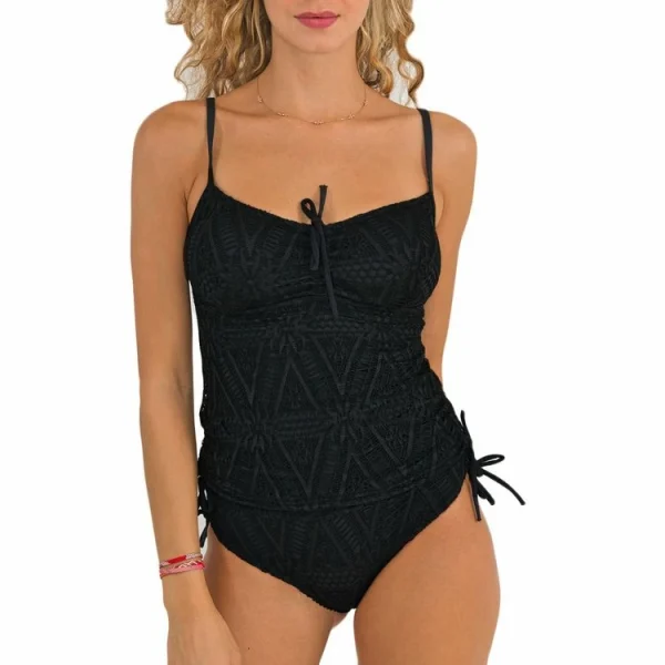 pas cher Vente flash ✔️ NANA SUN Maillot Tankini Avec Culotte De Bain Crochet Noir 🧨 3